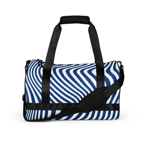 Blue & White Wavy Print Gym Bag